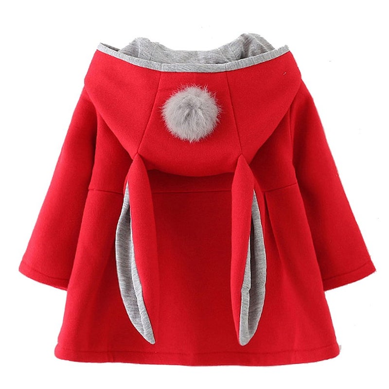 Urtrend Baby Girl's Toddler Winter Coat Jacket Outerwear Ears Hoodie(Tag 8,Red) - Image 1